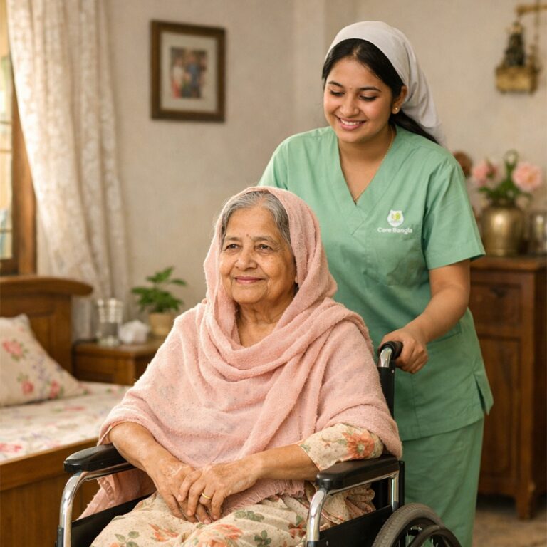 Home Nursing Health Care Service Elderly Woman Wheelchair Dhaka